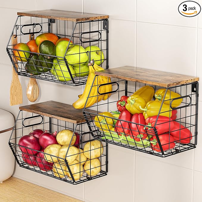 Delamu Stackable Metal Fruit Basket by DELAMU