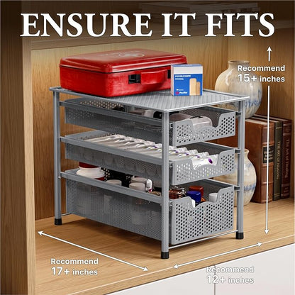 Simple Houseware Stackable 3 Tier Sliding Basket Organizer Drawer - Image 3