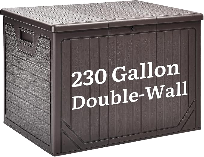 YITAHOME XXL 230 Gallon Extra Large Outdoor Deck Box, Lockable Resin by YITAHOME