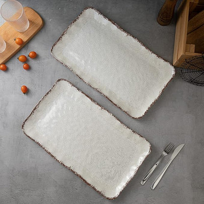 LEHAHA Farmhouse Large Serving Platters, 2 Piece Melamine Dinnerware Set - Image 2