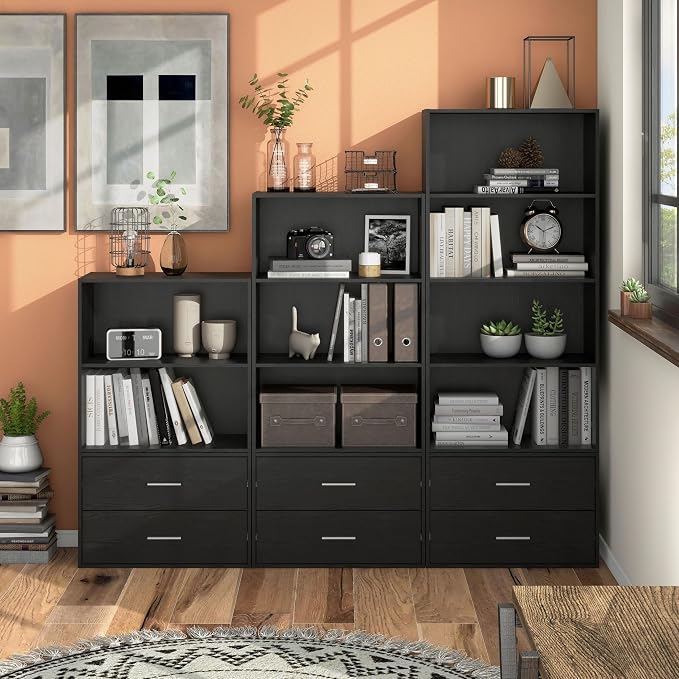 Homes: Inside + Out Apexa 3-Tier Cube Storage Organizer Shelves, Stackable Wood - Image 12