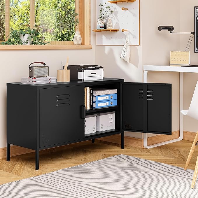 SISESOL Black Metal Storage Cabinet - Image 5