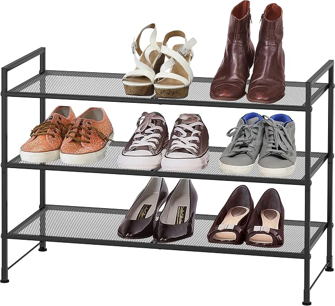 Simple Houseware 3-Tier Stackable Mesh Shoe Rack - Image 2
