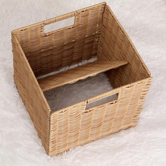 10.5 x 10.5 in Plastic Wicker Baskets - Image 6