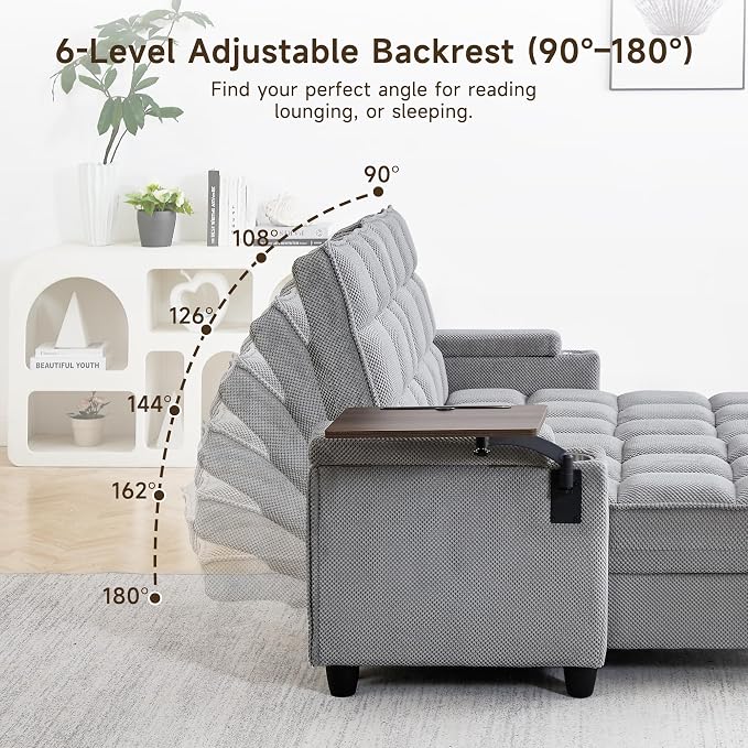 70.9" Chaise Lounge Chair Indoor, Oversized Boucle Upholstered Sofa Bed - Image 7