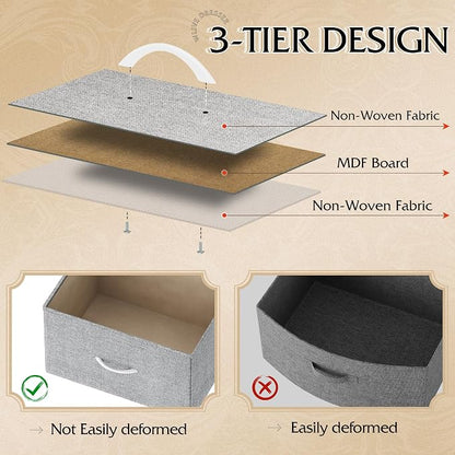 WLIVE 4 Drawers Dresser for Bedroom, Light Grey Fabric Clothes Storage - Image 8