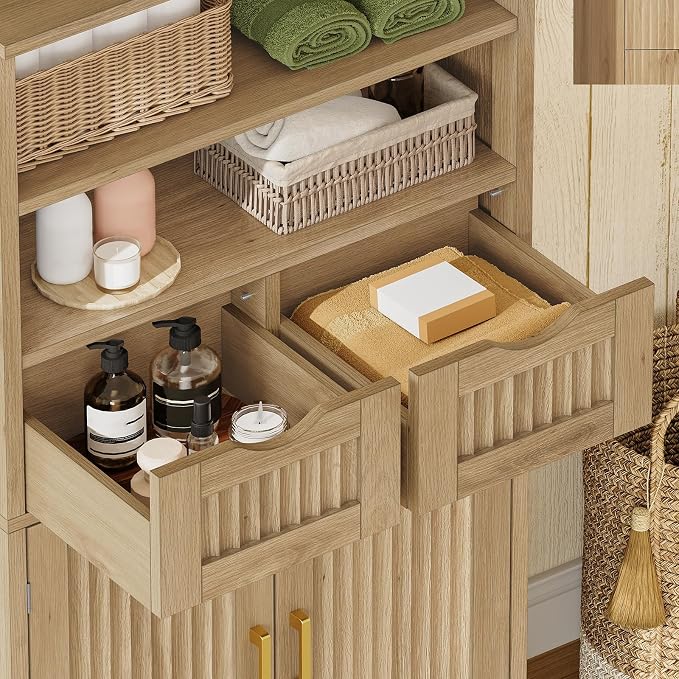 Iwell Tall Storage Cabinet, Fluted Cabinet - Image 5