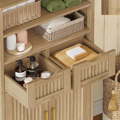 Iwell Tall Storage Cabinet, Fluted Cabinet - Image 5