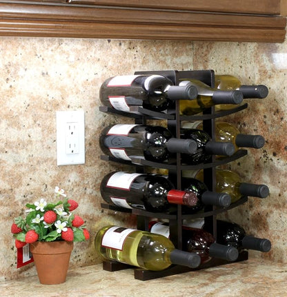 Oceanstar WR1132 12-Bottle Bamboo Wine Rack, Dark Espresso - Image 3
