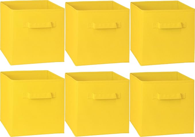 Simple Houseware Foldable Cube Storage Bins, 11-Inch Yellow - Image 2