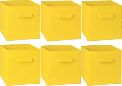Simple Houseware Foldable Cube Storage Bins, 11-Inch Yellow - Image 2