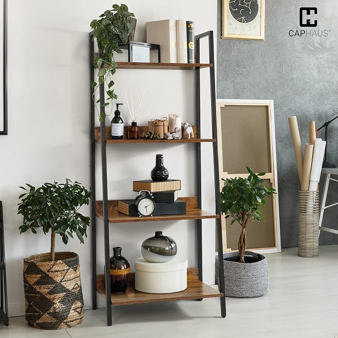 CAPHAUS 4 Tier Ladder Bookshelf, 24 Inch Width Free Standing Shelf, Bookcase - Image 4