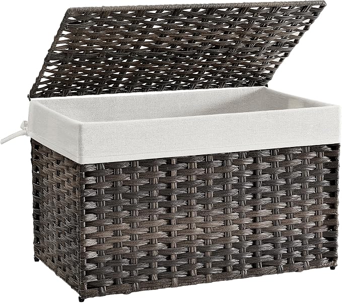 SONGMICS Storage Basket with Lid, Woven Blanket Storage Bin with Handles by SONGMICSbySONGMICSHOME