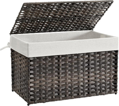 SONGMICS Storage Basket with Lid, Woven Blanket Storage Bin with Handles by SONGMICSbySONGMICSHOME