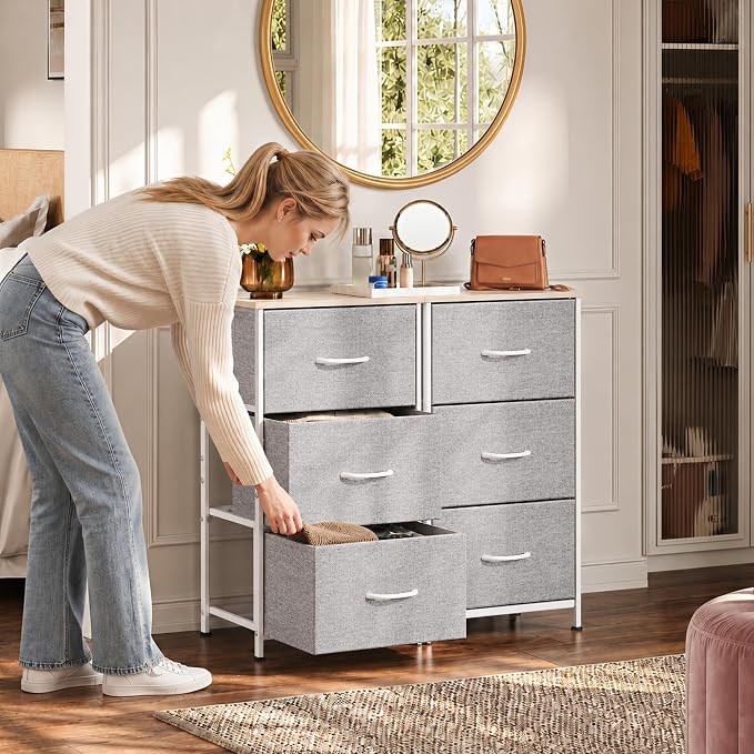 WLIVE Small Dresser Nightstand for Bedroom, 3 Drawers, Light Grey | 3 roomy - Image 5