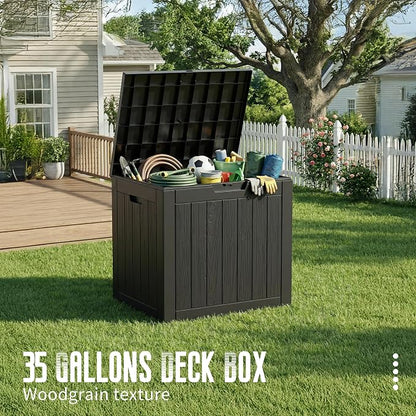 Vixzen 35 Gallon Deck Boxes Outdoor Waterproof, Lockable Resin Storage Box - Image 4