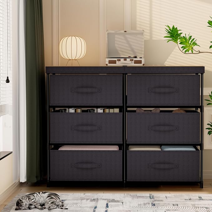 GcdPai Dresser with 6 Fabric Drawer Stand Desktop Sturdy Metal Plastic Support by Unknown