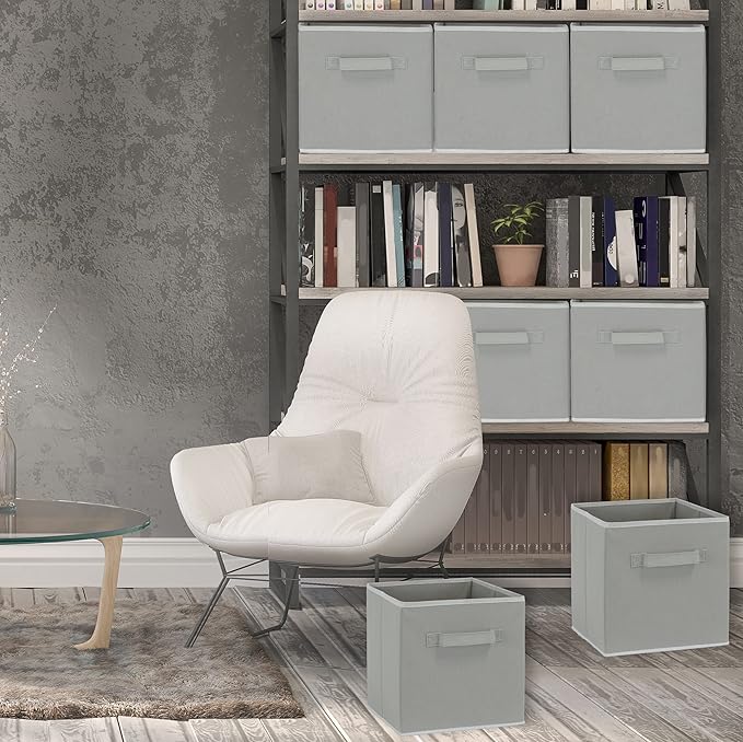 Simple Houseware Foldable Cube Storage Bins, 11-Inch Gray - Image 3