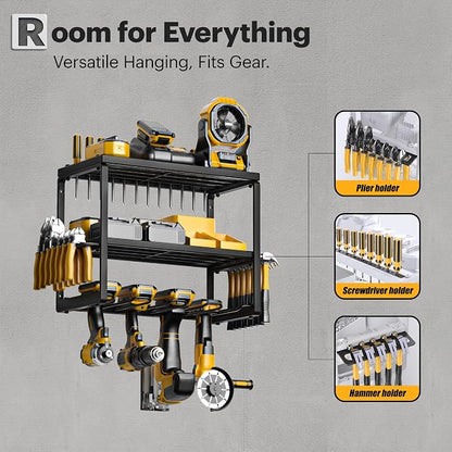 Spampur Power Tool Organizer, 3 Layers 4 Drill Holder Wall Mount | Garage - Image 3