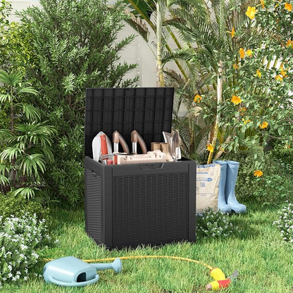 30 Gallon Resin Deck Box, Lockable Patio Outdoor Storage Box - Image 2