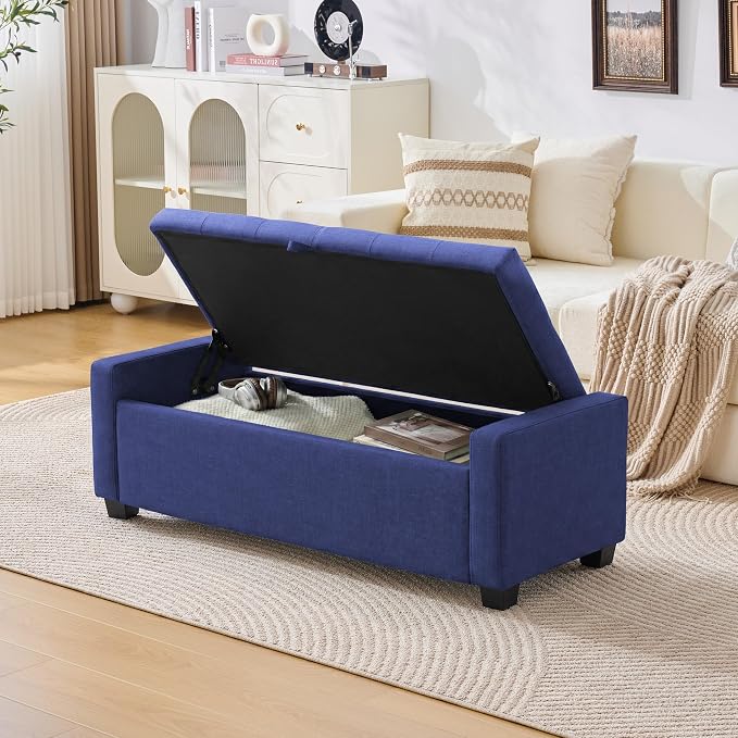 Huatean Home 48" Ottoman with Storage, Storage Ottoman Bench with Safety Hinge - Image 4
