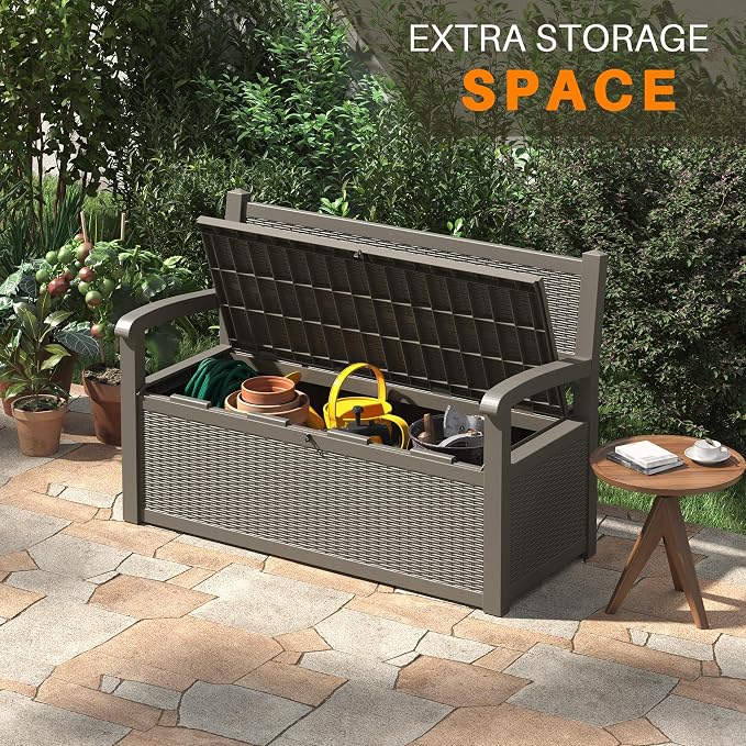 80 Gallon Outdoor Storage Box, Resin Patio Furniture - Image 5