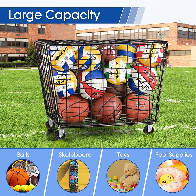 Mythinglogic Rolling Ball Storage Cart, Ball Storage Bin - Image 5