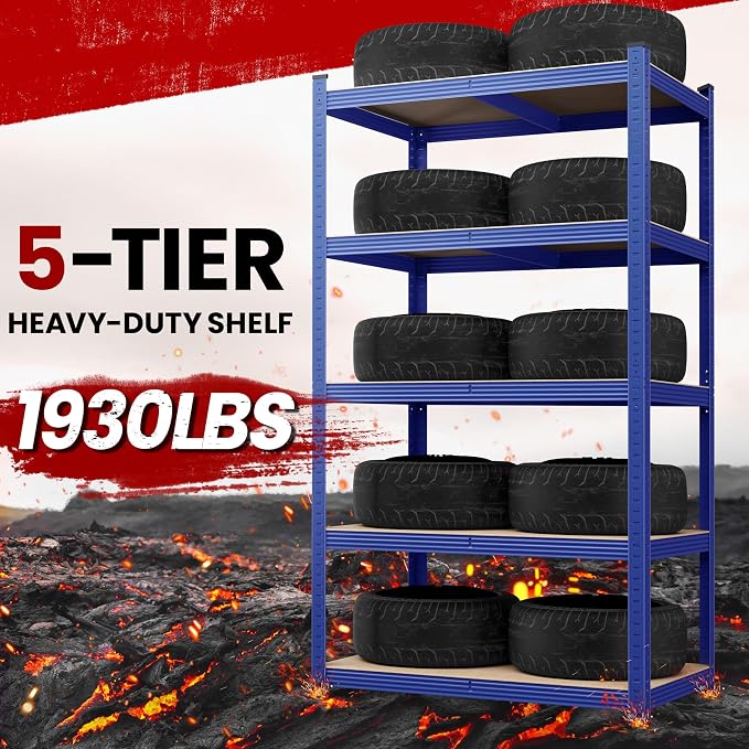 Yaheetech 5-Tier Heavy Duty Storage Shelves 35.5" W x 16" D x 71" H Blue | - Image 5