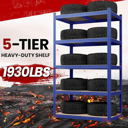 Yaheetech 5-Tier Heavy Duty Storage Shelves 35.5" W x 16" D x 71" H Blue | - Image 5