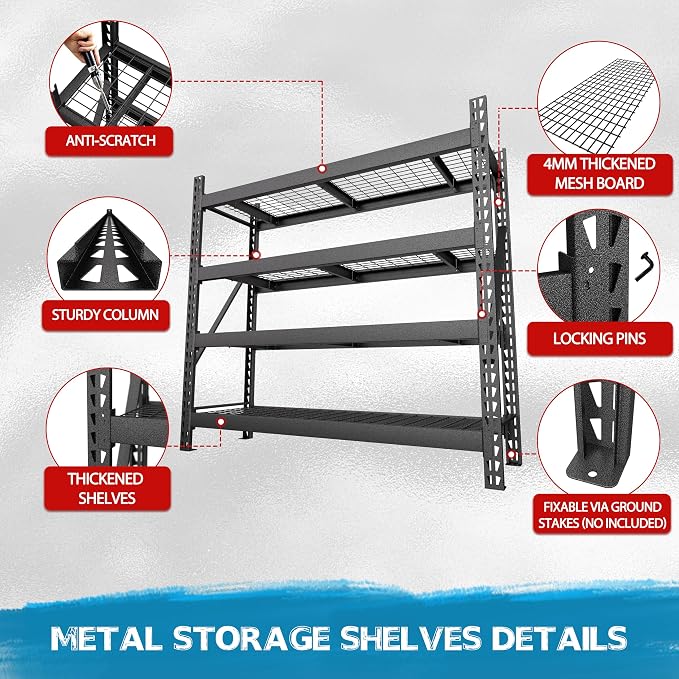 BlueWish 8000LBS 78 "W x 24 "D x 72 "H Garage Shelving Heavy Duty Storage - Image 7