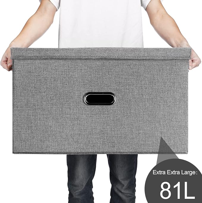 Large Linen Fabric Foldable Storage Bins - Image 5