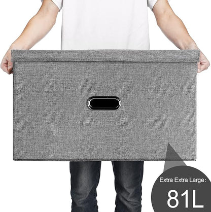 Large Linen Fabric Foldable Storage Bins - Image 5