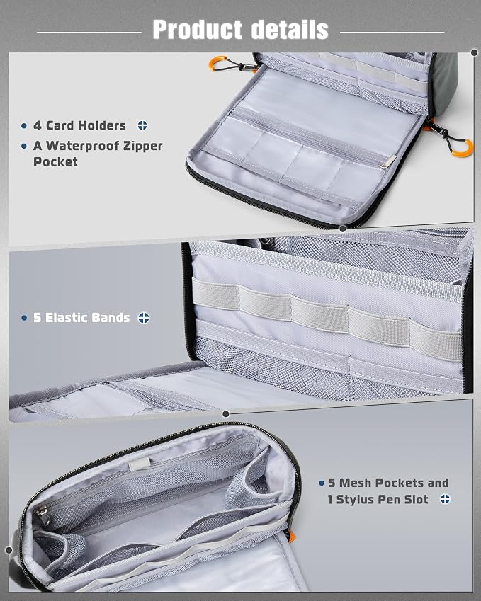 Smasrob Electronics Organizer Travel Case, Tech Bag Charger Pouch, Elastic Bands - Image 3