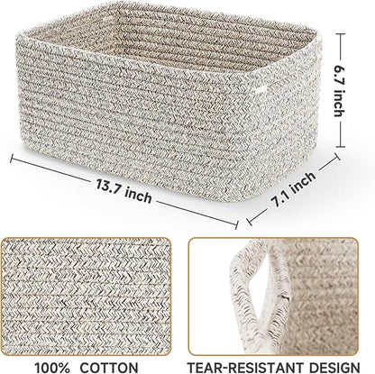 3-Pack Storage Baskets for Organizing | Woven Shelf Toy Basket | Rope Baskets - Image 2