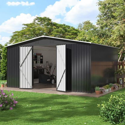 Polar Aurora 12x14 FT Outdoor Storage Shed Black | Garden Shed by PolarAurora
