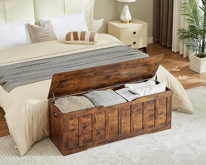 VANKILEY 51.2" Storage Chest Extra Large, Wooden Storage Bench, Rustic Brown | - Image 5