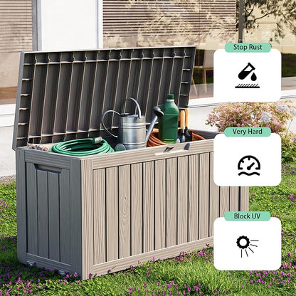 PatioZen 90 Gallon Deck Box Outdoor, Weatherproof Resin Patio Storage Box - Image 6