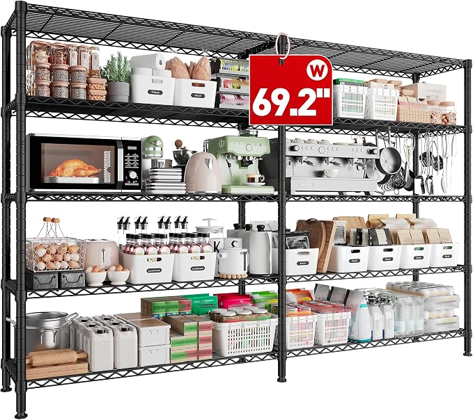 REIBII 70" W Storage Shelves Heavy Duty Load 1600LBS, Metal Shelving 5-Tier - Image 5