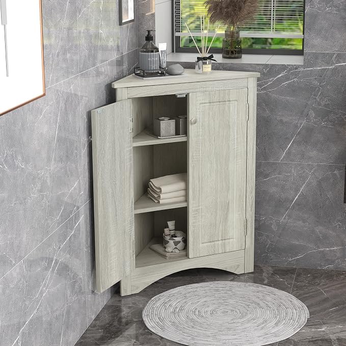 GDFStudio 31.5" H Triangle Corner Bathroom Storage Cabinet - Image 8
