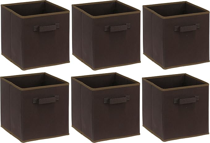 Simple Houseware Foldable Cube Storage Bins, 11-Inch Brown - Image 2