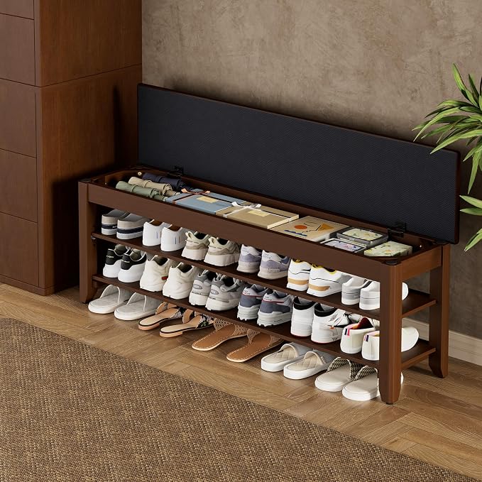 Homleke 2-Tier Solid Wood Shoe Rack Bench by Homleke