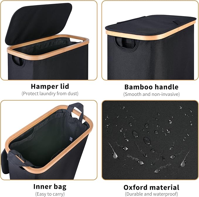 iEGrow 65L Slim Laundry Hamper, Narrow Laundry Basket - Image 2