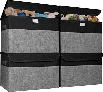 Large 22 Quart Linen Fabric Foldable Storage Bin Cube Organizer Basket by Bagnizer