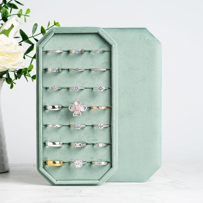 Velvet Ring Organizer Display Tray Jewelry Box Earring Holder Case - Image 5