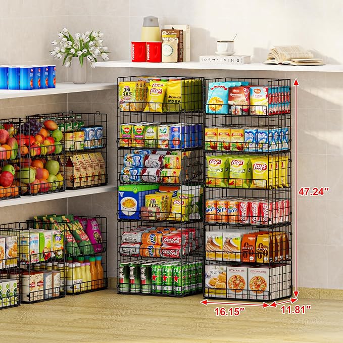 JKsmart 6-Tier XXL Stackable Wire Basket, Snack Organizer - Image 7