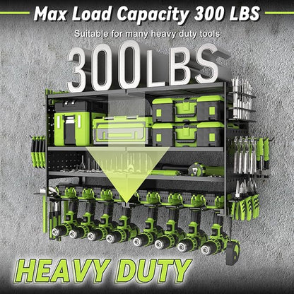Power Tool Organizer Wall Mount, Heavy Duty Metal 4 Layer 8 Slots Drill Holder - Image 3