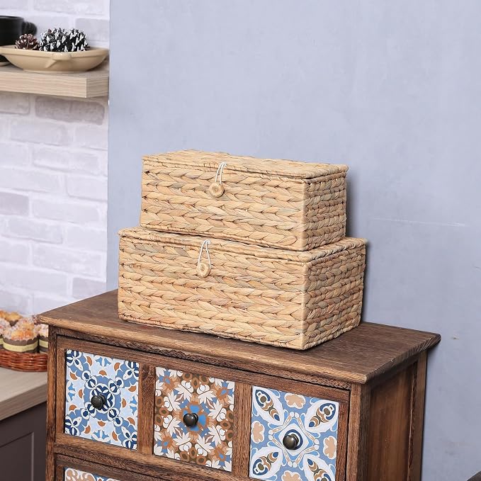Set of 2 Rectangular Wicker Storage Bins - Image 3