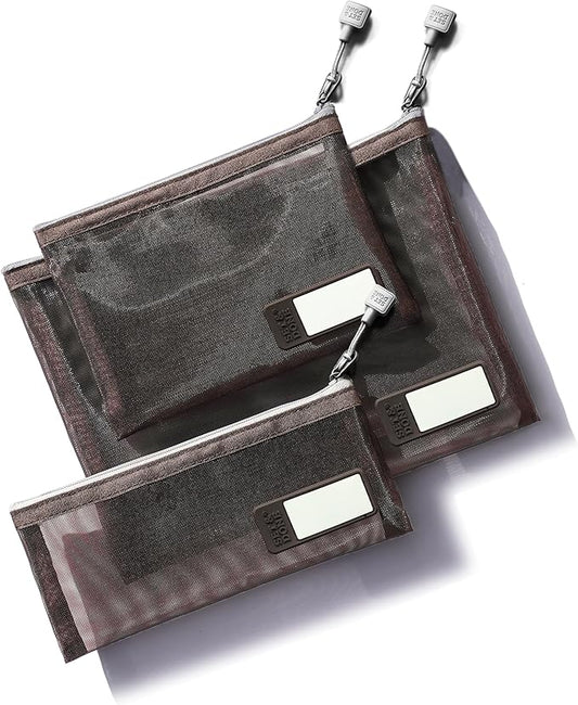 Set & Done Small Mesh Zipper Pouches – Nylon Cosmetic Bags by SETDONE