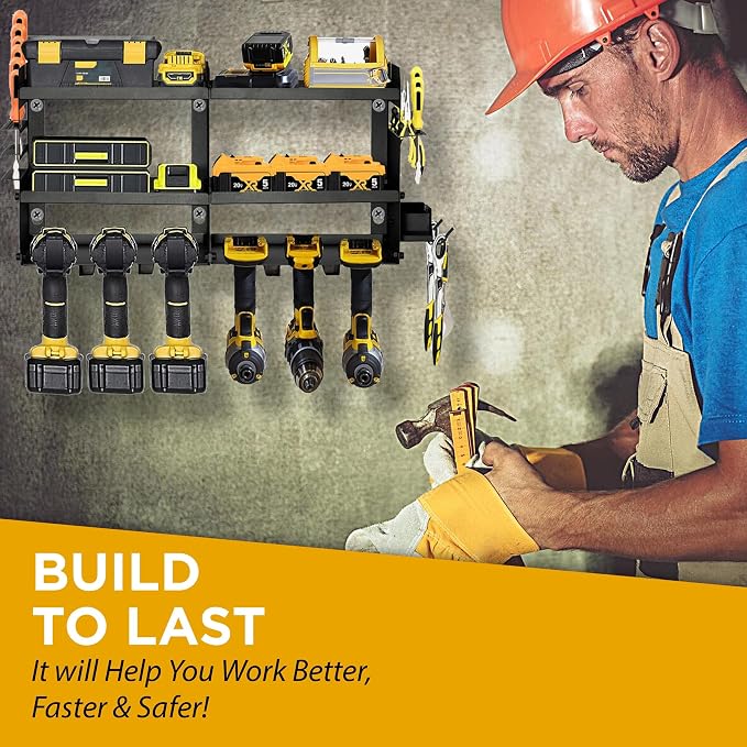 GRG Tools Heavy-Duty Power Tool Organizer – Wall Mounted Drill Rack - Image 4