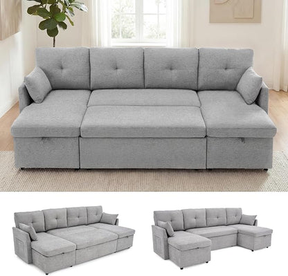 Huatean Home Oversized Sleeper Sofa Couch, 100 inch 2 in 1 Pullout Couch Bed by huateanhome